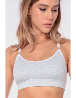 Бюстгальтер-топ для кормления и беременных мягкий (хлопковый), голубой меланж