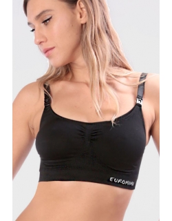 Бюстгальтер-топ для кормления и беременных универсальный (бесшовный), черный