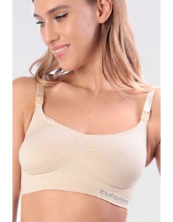 Бюстгальтер-топ для кормления и беременных универсальный (бесшовный), бежевый