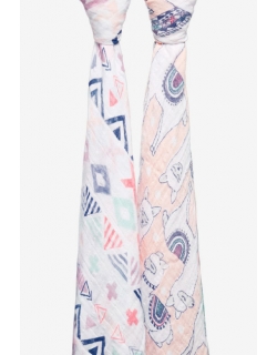 Пеленки муслиновые для новорожденных Aden&Anais большие, набор 2, Pretty llama trail blooms