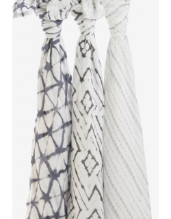 Пеленки бамбуковые для новорожденных Aden&Anais большие, набор 3, Pebble shibori