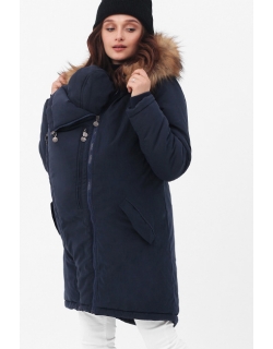 Зимняя слингокуртка - парка 3 в 1 с мехом, синий