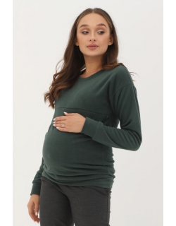 Джемпер для беременных и кормящих флисовый, изумрудный