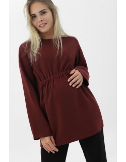 Туника для беременных со сборкой, бордовая