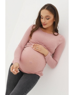 Лонгслив для беременных и кормящих со складкой, пыльная роза