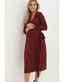 Платье для кормящих мам и беременных на запах, бордовое