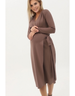 Платье для кормящих мам и беременных на запах, темный капучино
