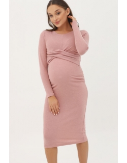 Платье для кормящих и беременных со складкой, пыльная роза