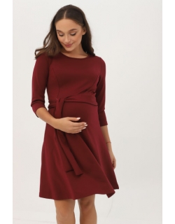 Платье для кормящих и беременных со складками, темно-бордовое