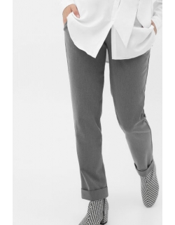 Брюки для беременных и родивших зауженные с отворотами, серые