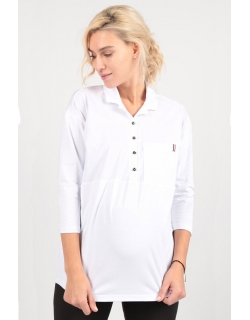 Блуза-рубашка для беременных и кормящих, цвет белый