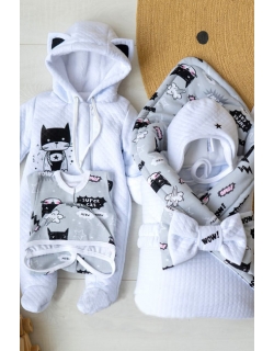 Комплект на выписку холодная зима, Supercat (6 предметов)