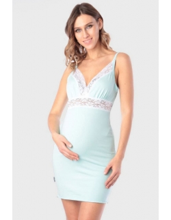 Ночная сорочка для беременных и кормящих с кружевом, ментоловая