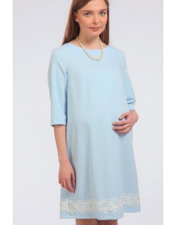 Платье для беременных с кружевом Хлоя, голубое