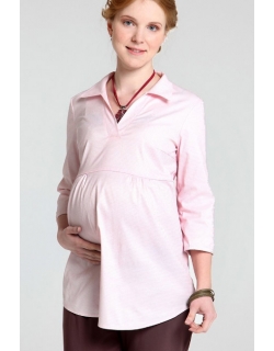 Блуза-рубашка для беременных в полоску, розовая