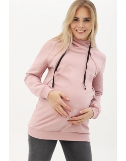 Толстовка для беременных и кормящих с капюшоном из футера, пыльная роза
