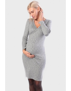 Платье для кормящих и беременных на запах, серое
