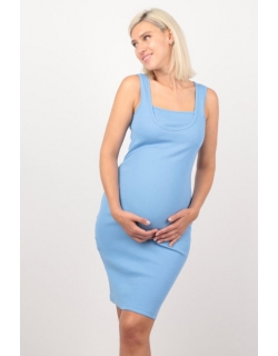 Платье-майка для кормящих и беременных кашкорсе, голубое