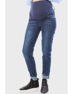 Джинсы для беременных с высоким мягким поясом, темно-синие