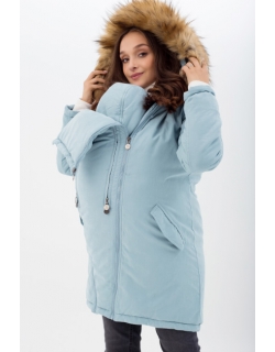 Слингокуртка зимняя - парка 3 в 1 с мехом, голубая