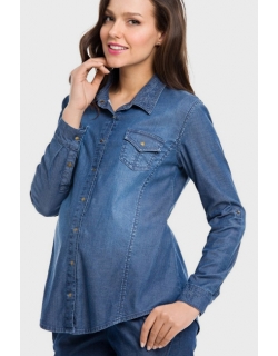 Блуза-рубашка для беременных и кормящих деним, цвет синий