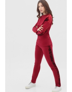 Костюм для кормящих и беременных с отделкой из велюра, цвет марсала