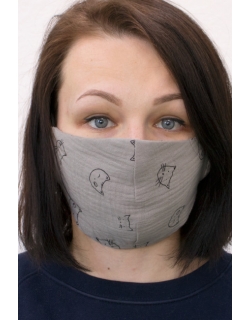 Медицинская маска против вирусов многоразовая (для взрослого), Grey Cats