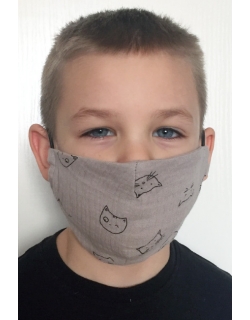 Медицинская маска многоразовая детская против вирусов, Grey Cats