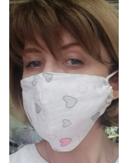 Маска медицинская защитная многоразовая (для взрослого), Pink Hearts