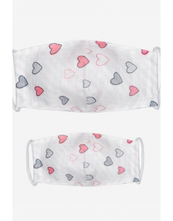Набор медицинских масок для взрослого и ребенка, Pink Hearts