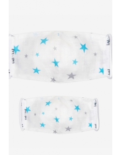 Набор медицинских многоразовых масок для взрослого и ребенка, Blue Stars