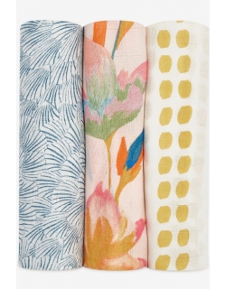 Бамбуковые пеленки для новорожденных Aden Anais большие, набор 3, Marine Gardens