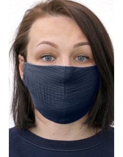 Маска медицинская многоразовая муслиновая (марлевая) для взрослого, темно-синий
