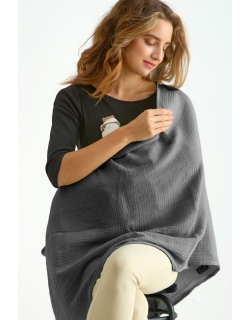 Накидка для кормления (милк снуд) муслиновая, Dark Grey