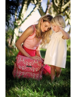 Petunia Boxy Backpack: Almond Raspberry