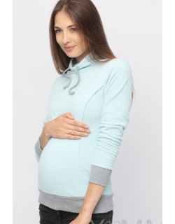 Толстовка для кормящих и беременных флисовая с завязками, цвет светло-голубая