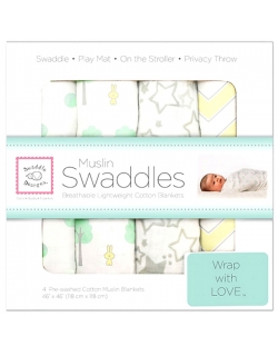 Набор муслиновых пеленок 4 шт. SwaddleDesigns SeaCrystal Woodland