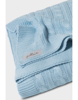 Вязаный плед для новорожденных, "светло-голубой", большой