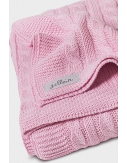 Вязаный плед для новорожденных (косичка) Jollein, "светло-розовый", большой