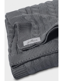 Вязаный плед для новорожденных Jollein (косичка), "антрацит", средний