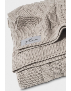 Вязаный плед для новорожденных (косичка) Jollein, цвет "песочный", средний