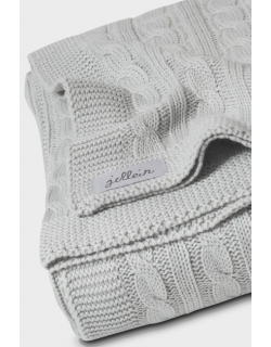 Вязаный плед для новорожденных (косичка) Jollein, "светло-серый", большой