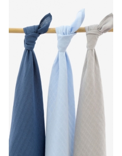 Муслиновые пеленки для новорожденных Jollein большие, navy/light blue/ light grey