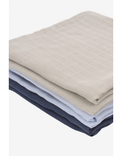 Муслиновые пеленки для новорожденных Jollein средние, navy/light blue/ light grey