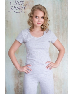 Футболка для беременных и кормящих Milk Rivers серый меланж