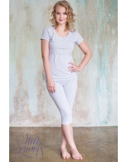 Капри для беременных и родивших Milk Rivers, серый меланж