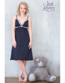 Ночная сорочка для беременных и кормящих "Селена" Milk Rivers, темно-синяя