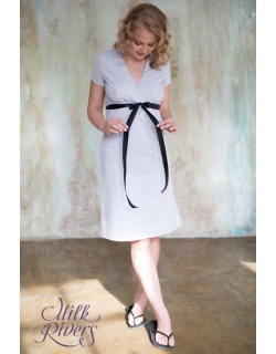 Платье домашнее с атласной лентой Milk Rivers серый меланж