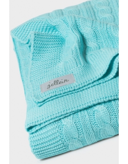 Вязаный плед для новорожденных (косичка) Jollein, "нефритовый", большой