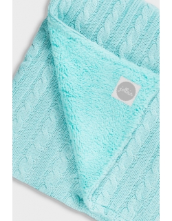 Вязаный плед с мехом для новорожденных (косичка) Jollein, "нефритовый", средний